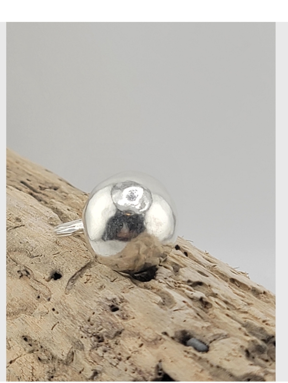 Sterling Silver Dome Ring - Polished Silver Statement Ring Size 8